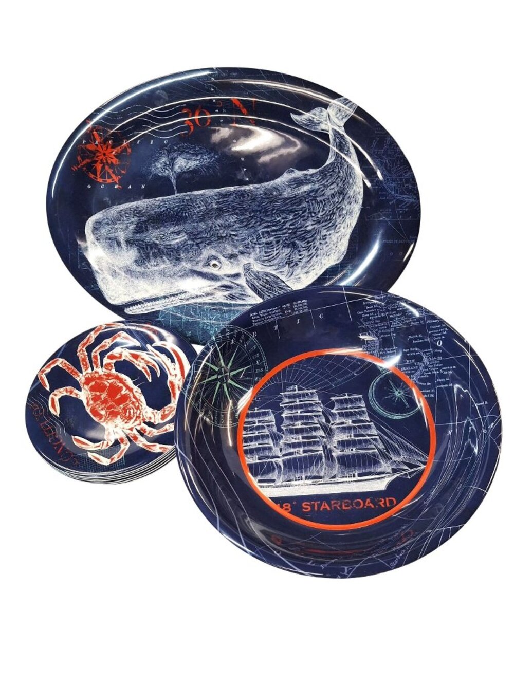 Nautical-Themed Certified International Melamine Dinnerware Set By Tim Coffey 12